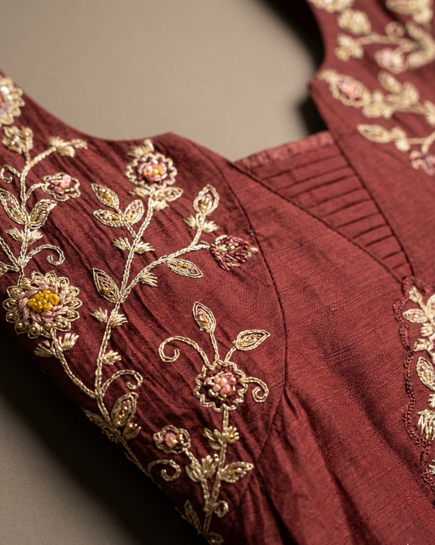 Maroon Elegance Embroidered Kurta Set