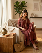 Maroon Elegance Embroidered Kurta Set