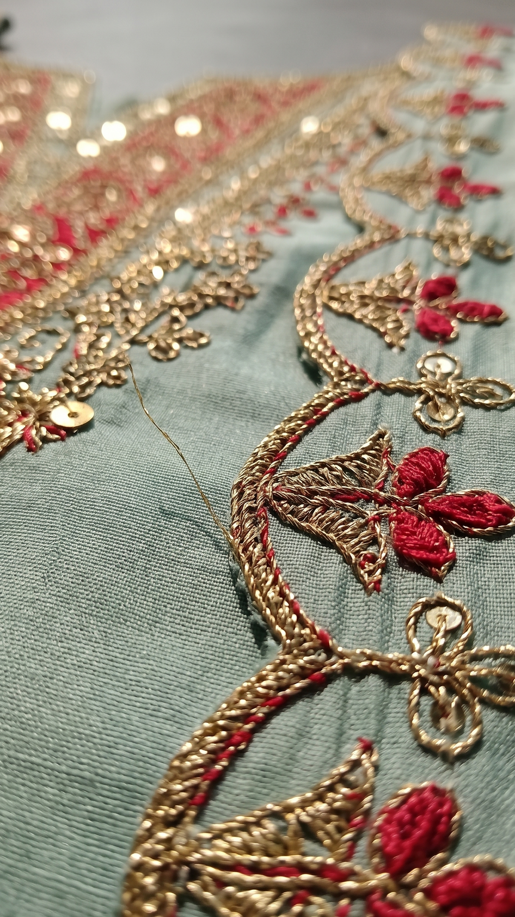 Aqua Mist Zari Embroidered Kurta Set