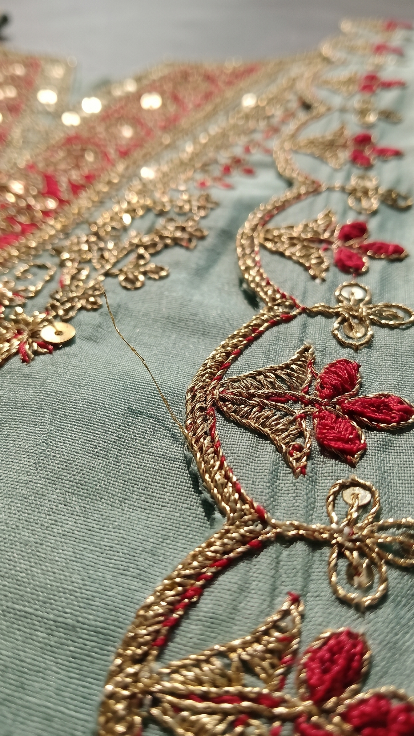Aqua Mist Zari Embroidered Kurta Set