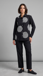 Monochrome Textured Sphere Black  Co-ord Set