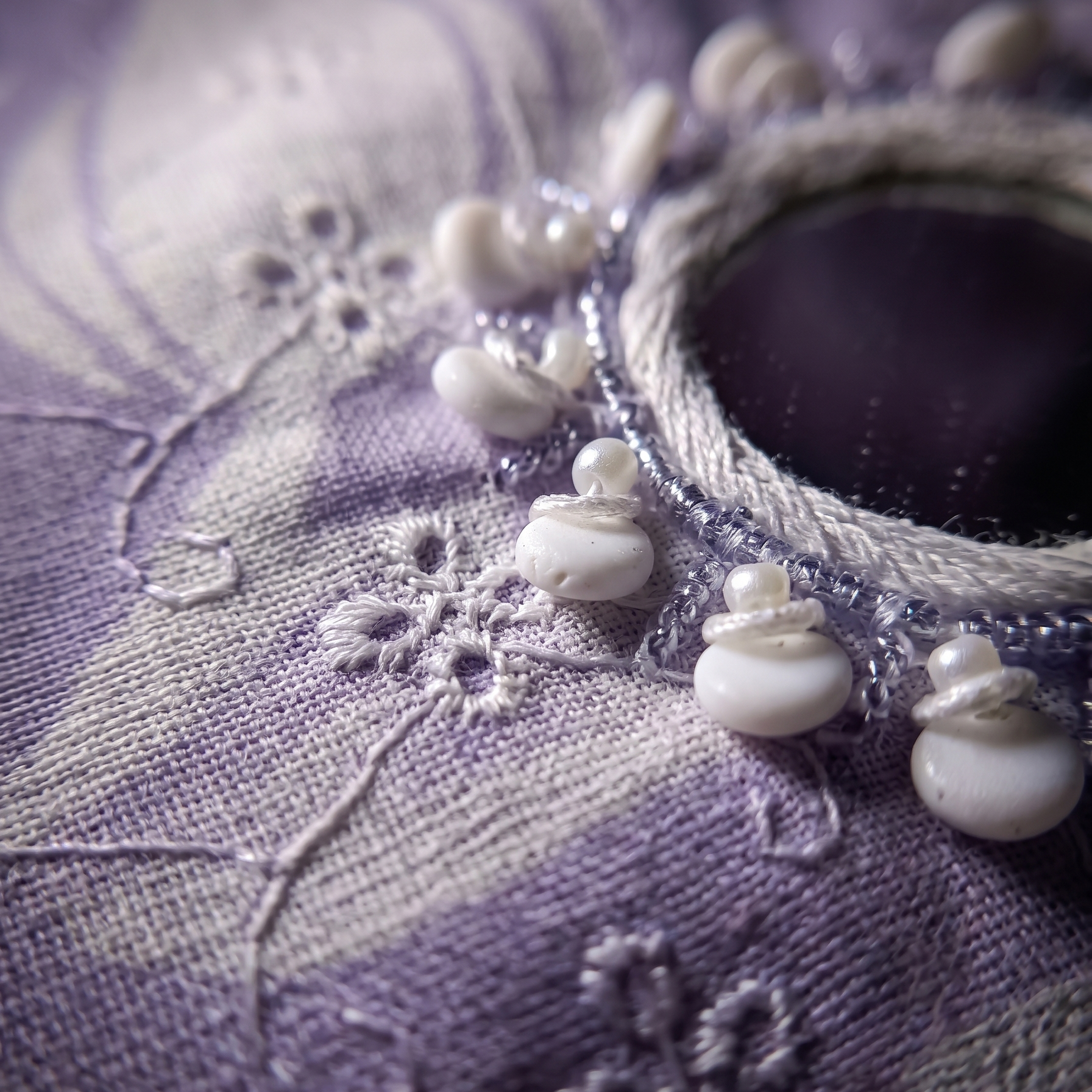 Lilac Bloom Embroidered Kurta Set with Mirror Detail