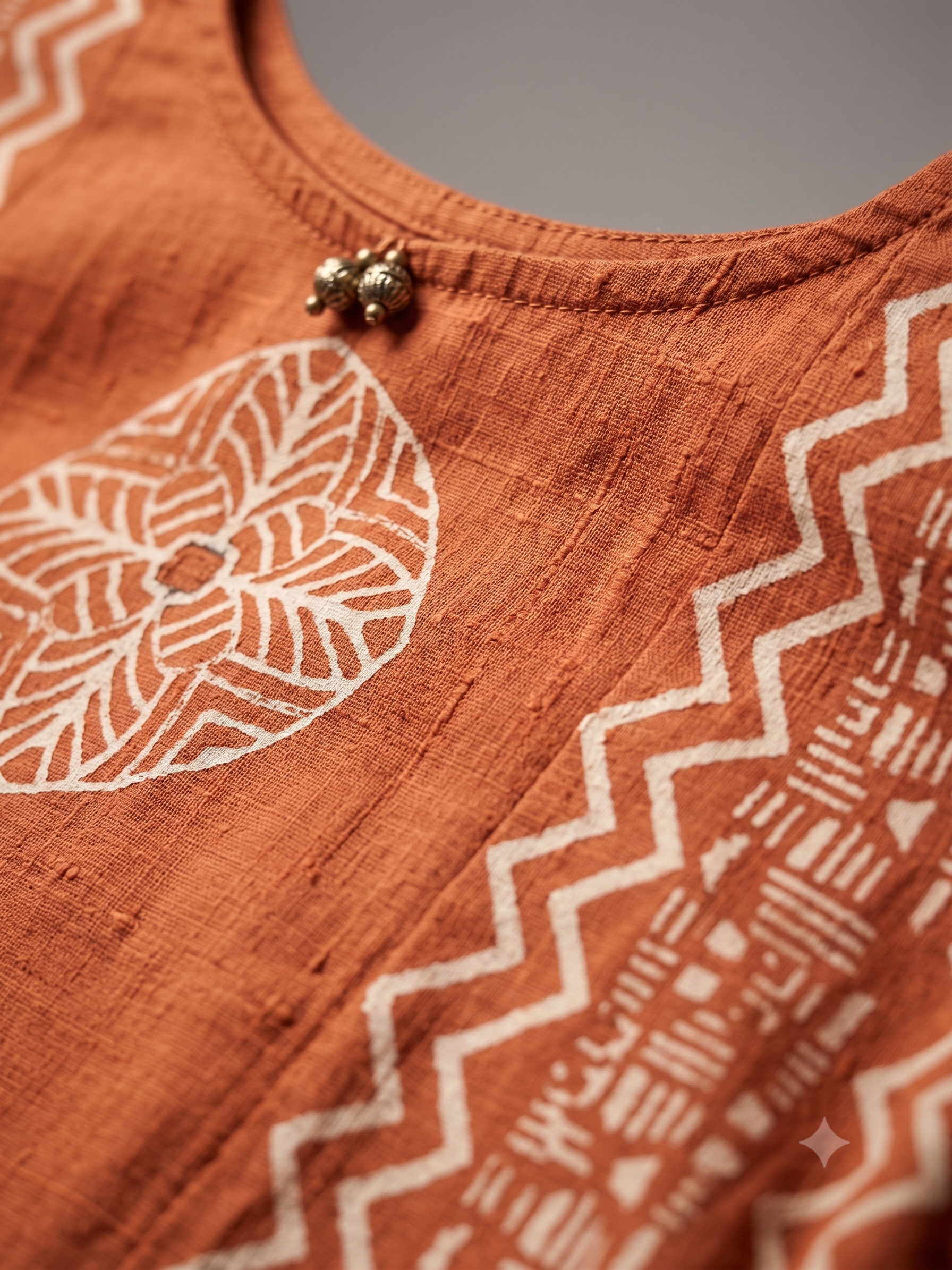 Traditional Rust Printed Kurta & Pant Set