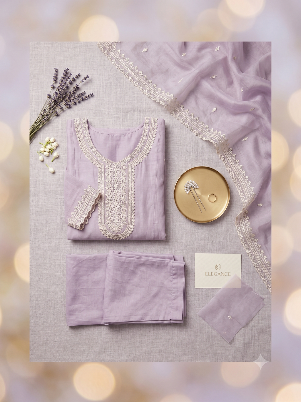Pastel Lavender Anarkali Kurta Set with Embroidered Organza Dupatta