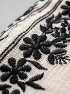 Off-White and Black Embroidered Straight Kurta Set with Scalloped Dupatta