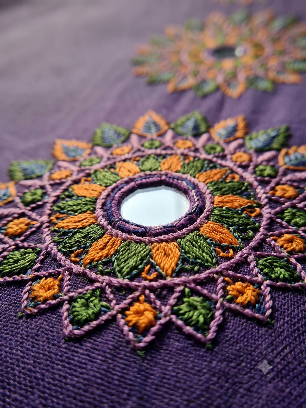 Women's Deep Purple Cotton Chanderi Kurta Set with Dupatta – 3-Piece Embroidered Mandala Suit Set