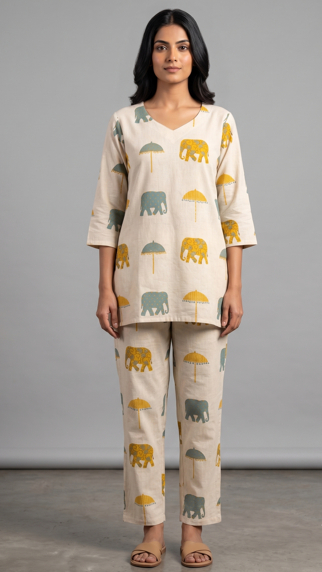 Royal Elephant & Parasol Print Co-ord Set