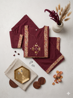 Crimson Red Mirror-Work Yoke Co-ord Set
