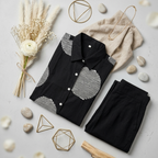 Monochrome Textured Sphere Black  Co-ord Set