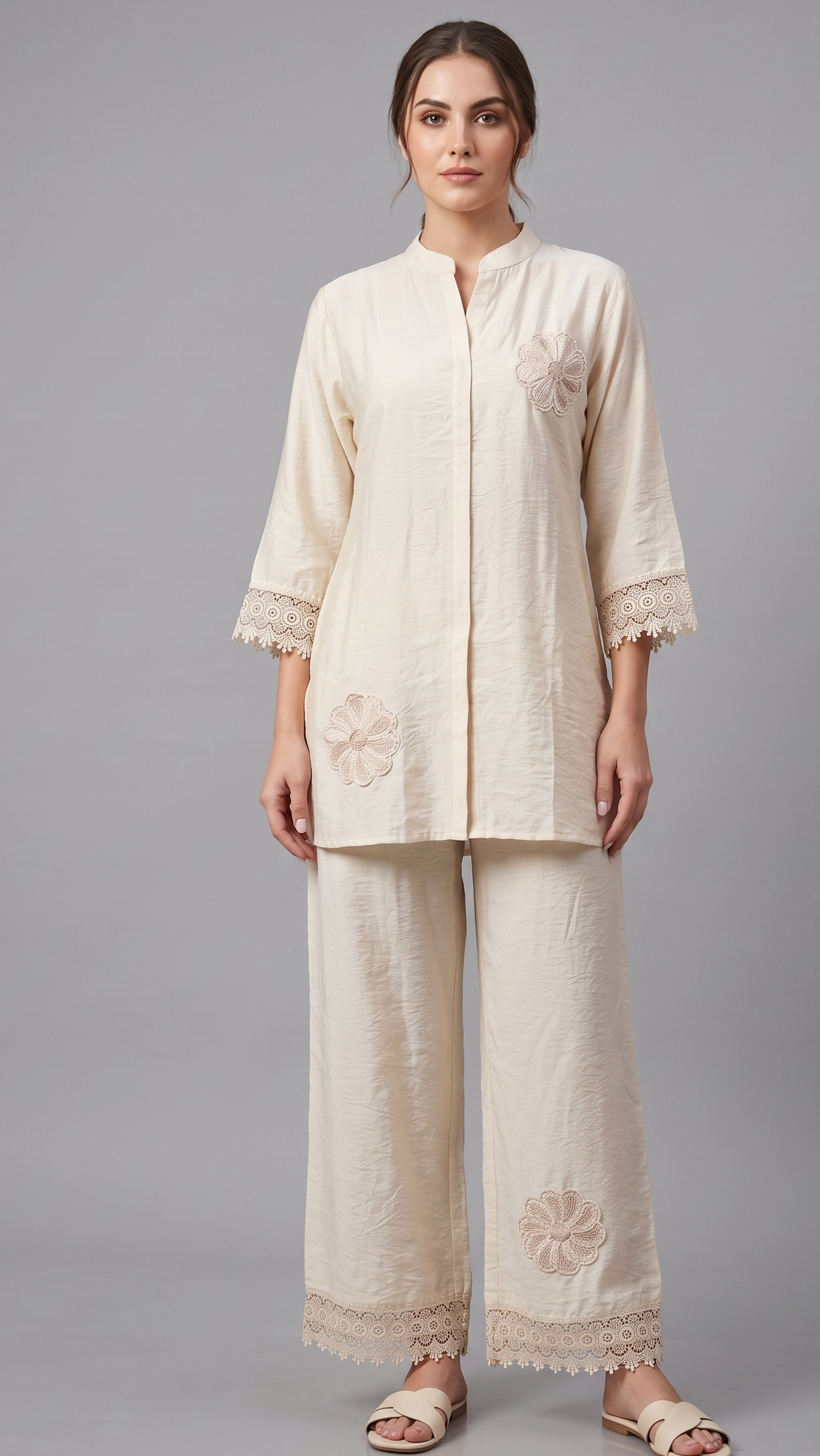 Ivory Dream Textured Applique Co-ord Set