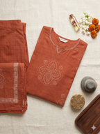 Earthy Rust Mandala Print Kurta Set