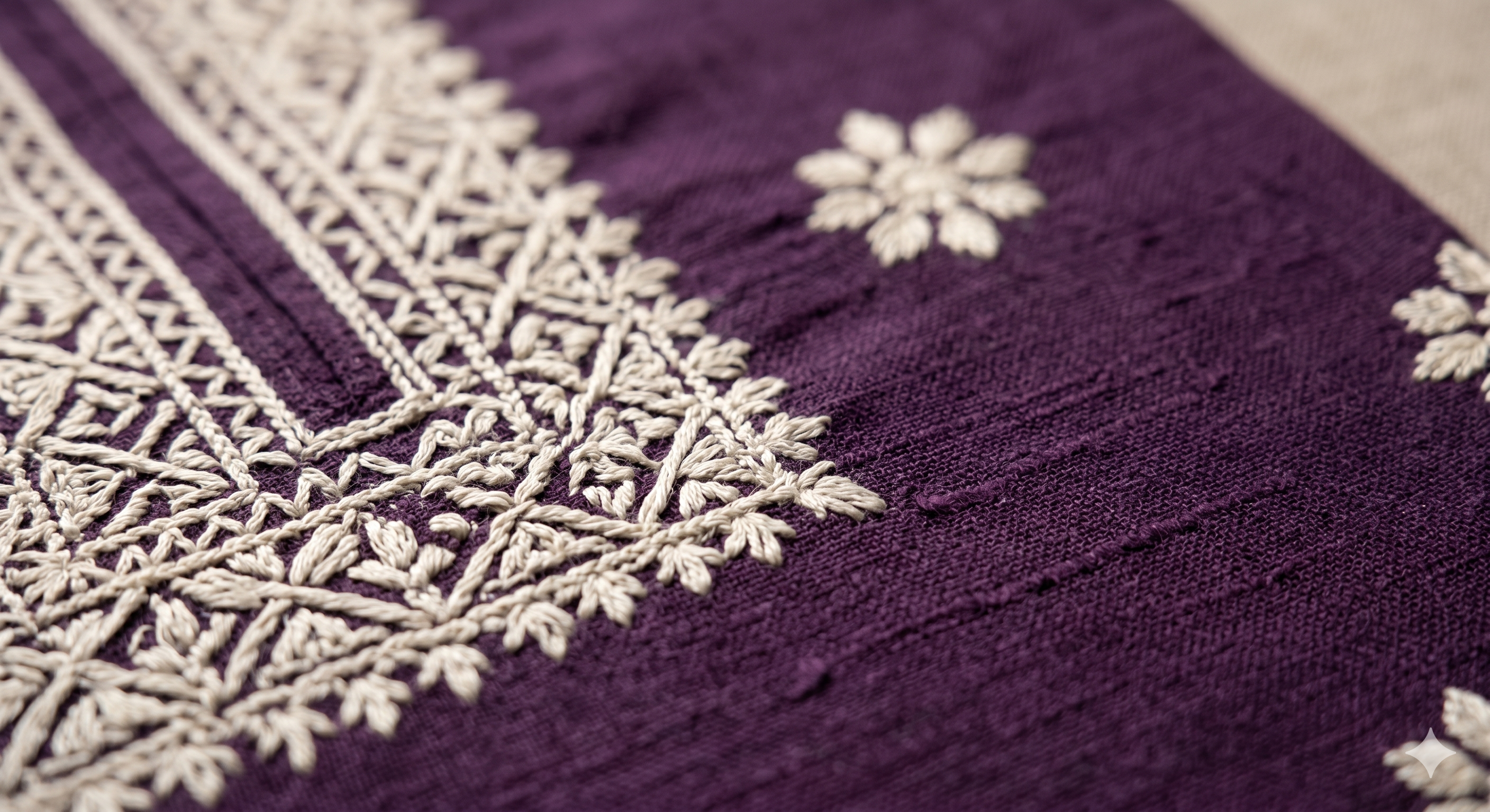 Plum Geometric Embroidered 3-Piece Kurta Set