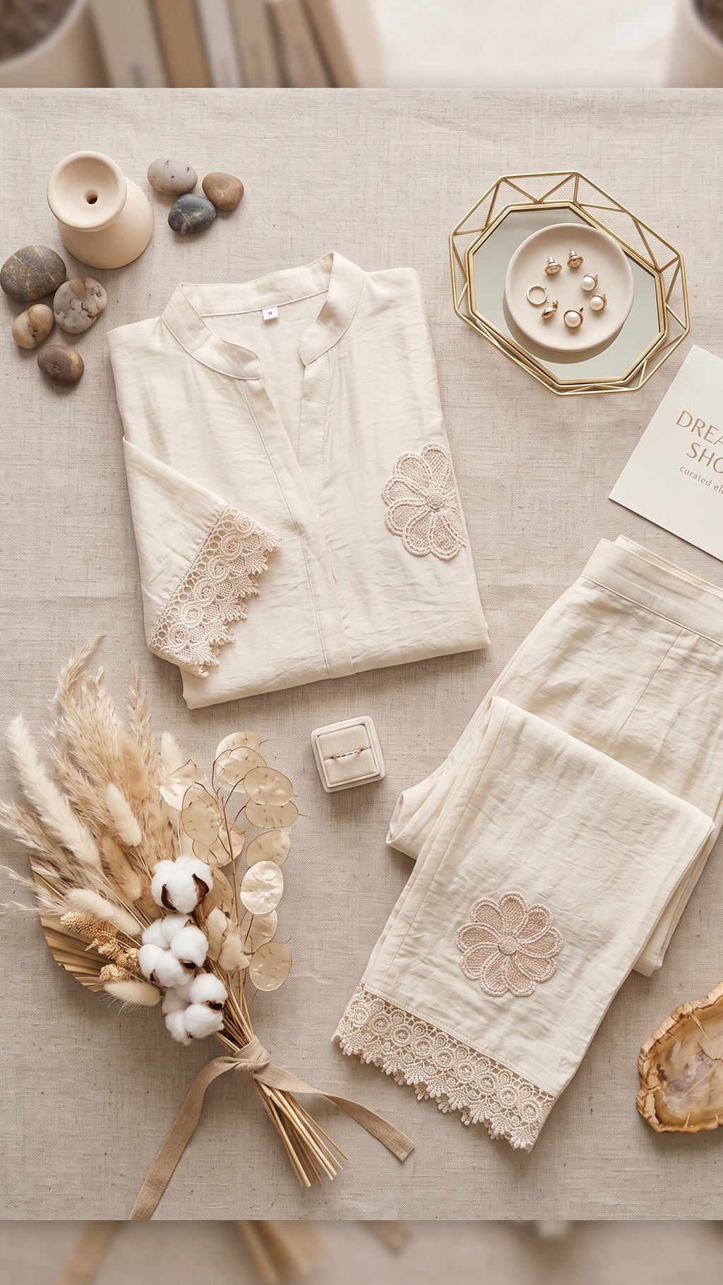 Ivory Dream Textured Applique Co-ord Set