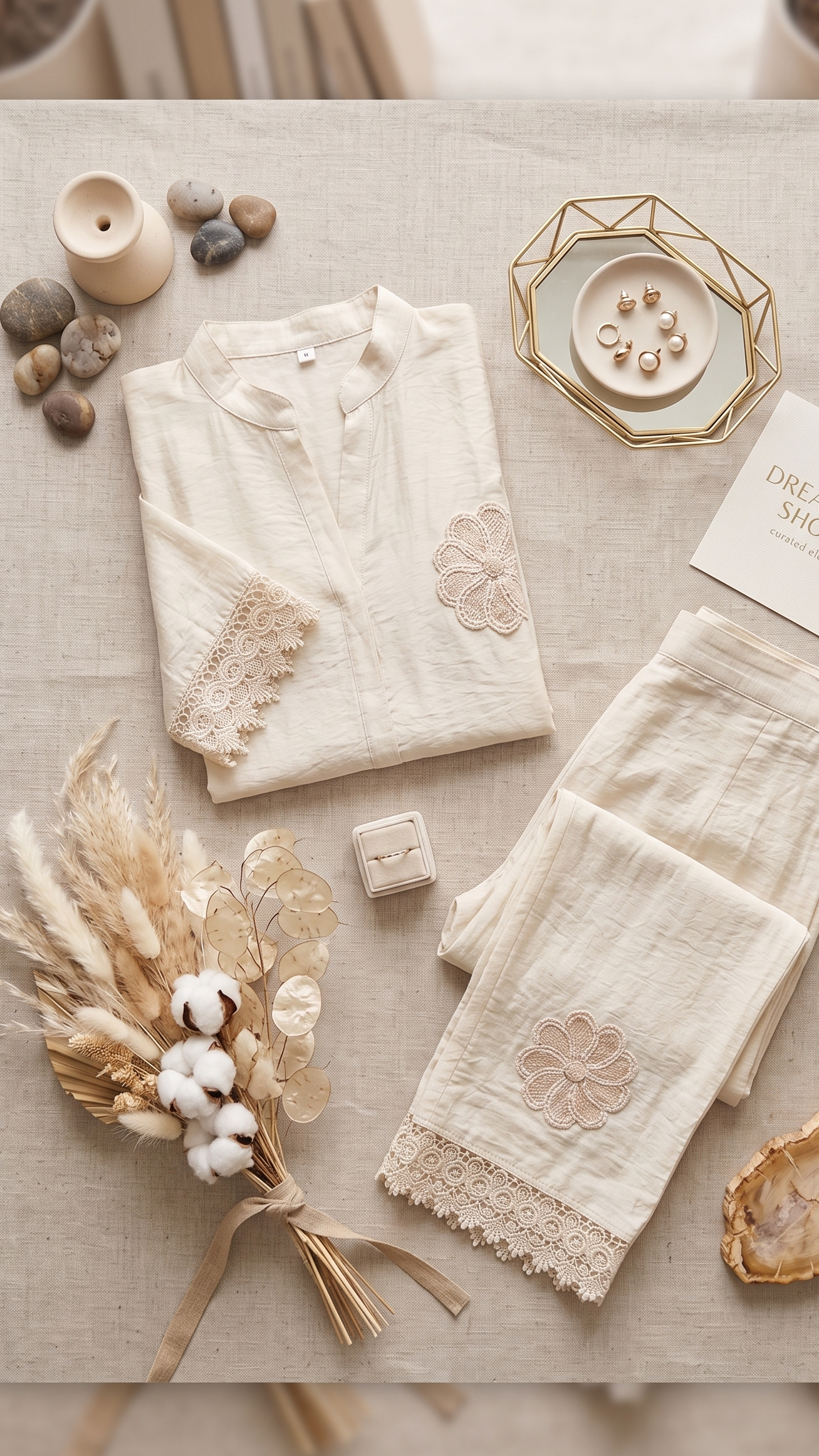 Ivory Dream Textured Applique Co-ord Set