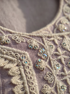 Pastel Lavender Anarkali Kurta Set with Embroidered Organza Dupatta