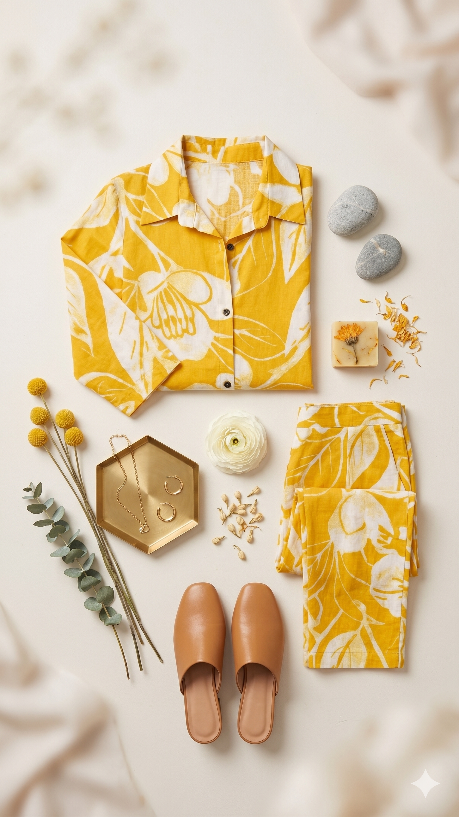 Sunshine Botanical Button-Down Kurta Set