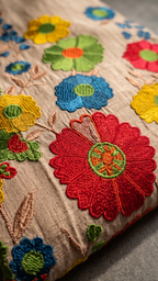 Natural Tone Crewel-Embroidered 3-Piece Suit with Dupatta