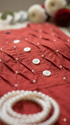 Vermilion Pintuck Anarkali Set with Botanical Dupatta
